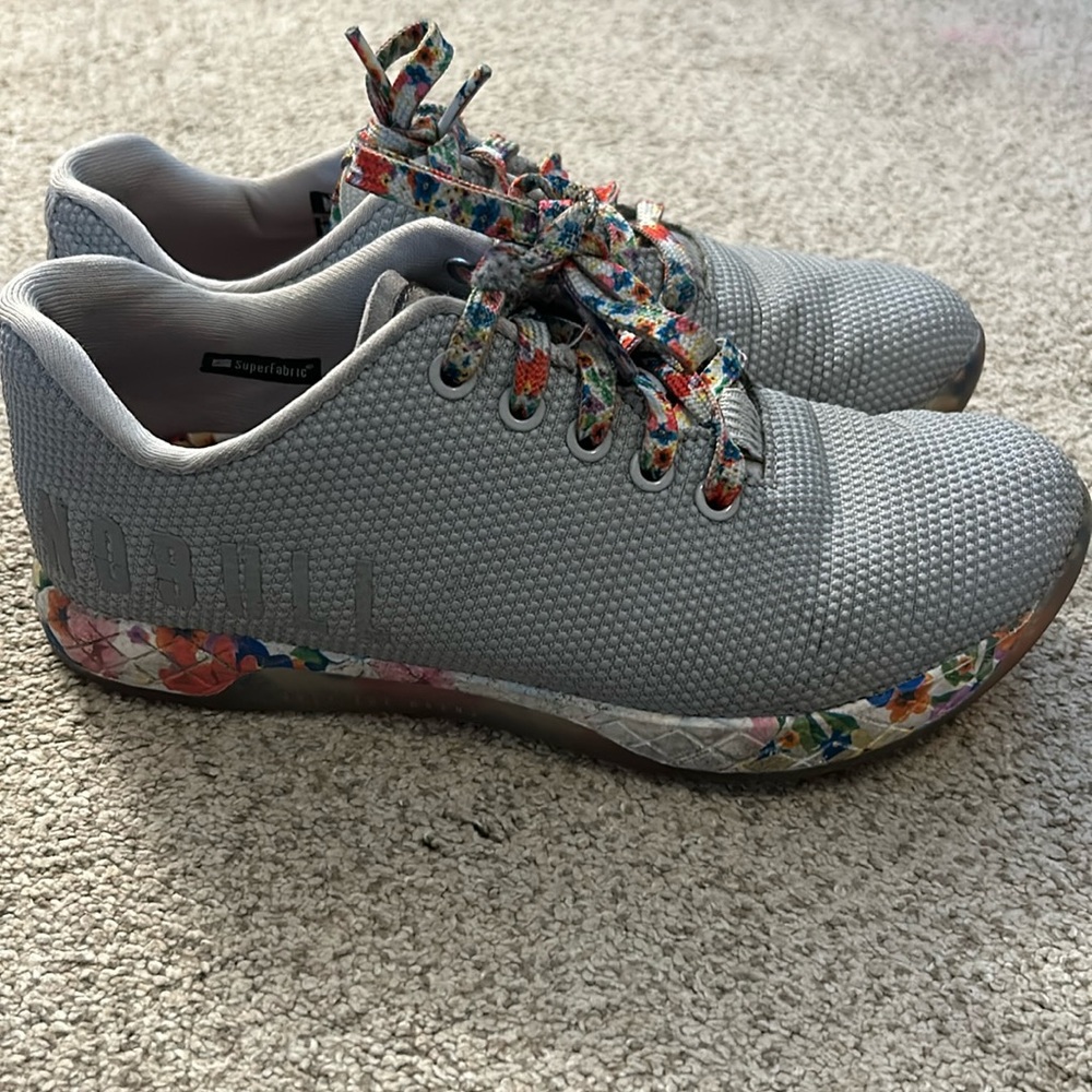 Nobull Gray Floral Bloom Trainers